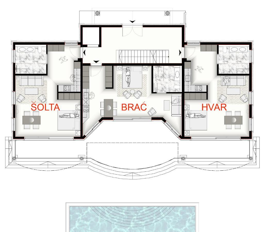 Villa Bella Vista Am Meer Trogir Ngoại thất bức ảnh